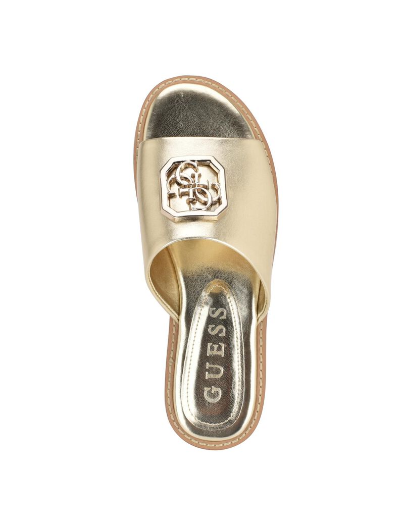 Quattro G Embellished Straw Flat Sandal