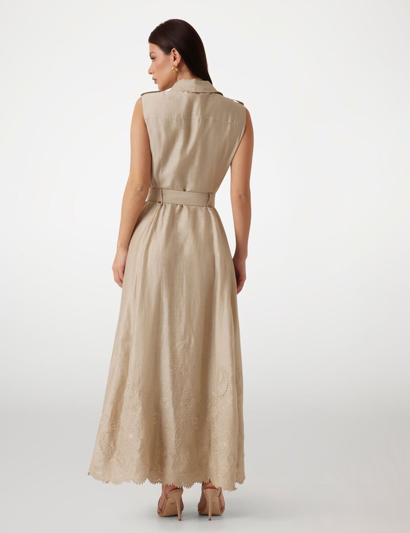 Marciano linen-blend long dress