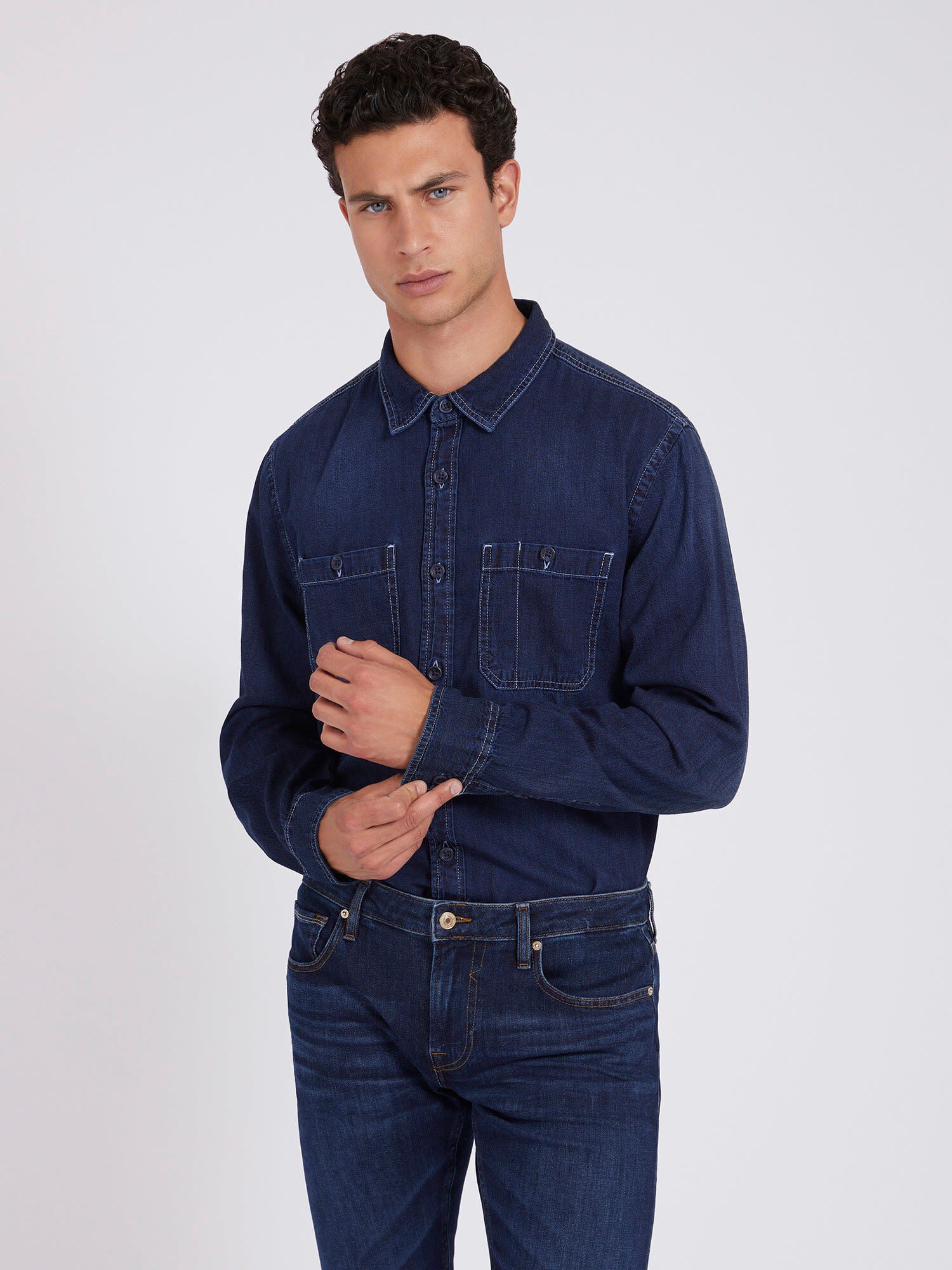 Guess chambray shirt sales