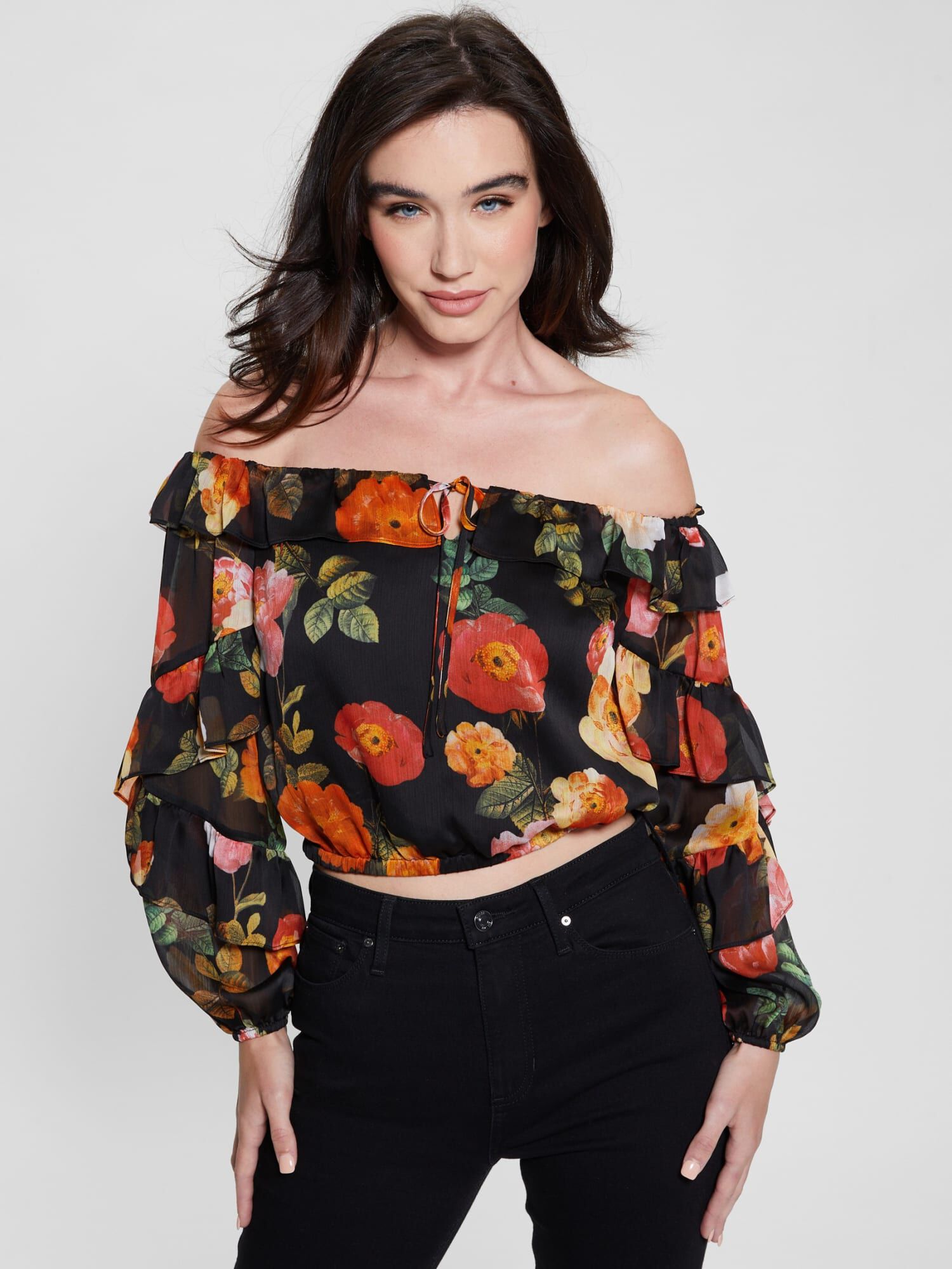 Guess floral blouse discount