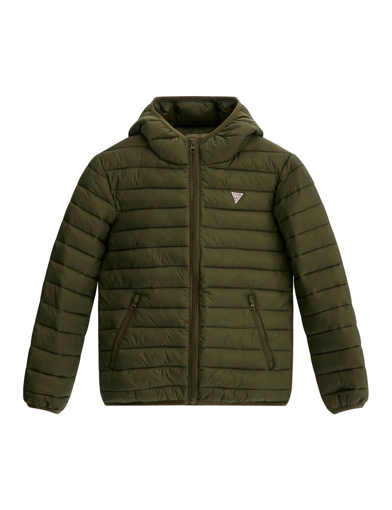 Shop GUESS Online Triangle Logo Front Puffer Jacket