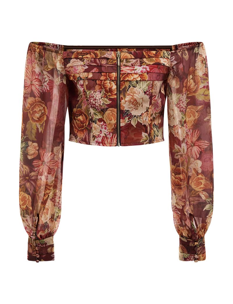 Kinsey Floral Bustier Top in Blue