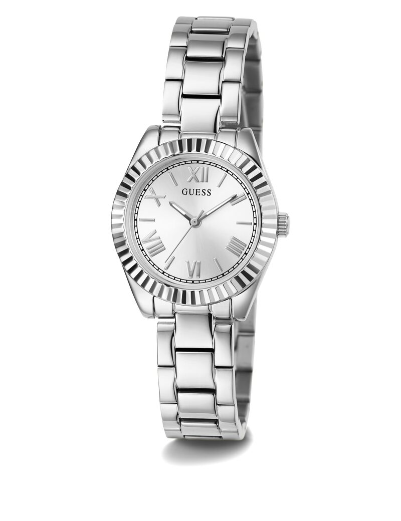 ساعة تناظرية من الفولاذ المقاوم للصدأ