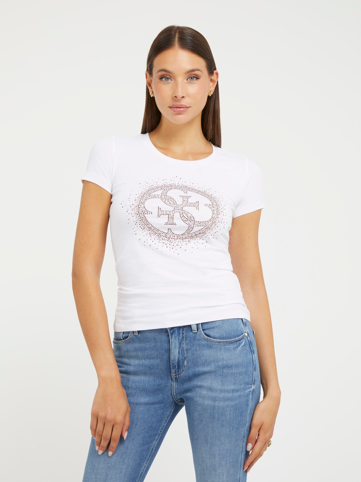 Women's white stretch t shirt top
