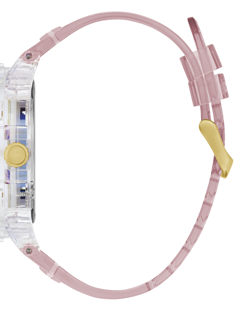 Mens Pink Clear Multi-function Watch