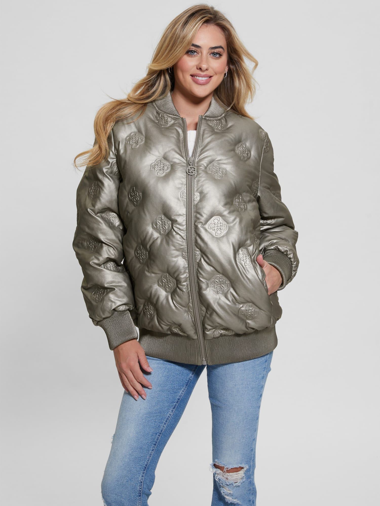 Guess bomber jacket womens hot sale