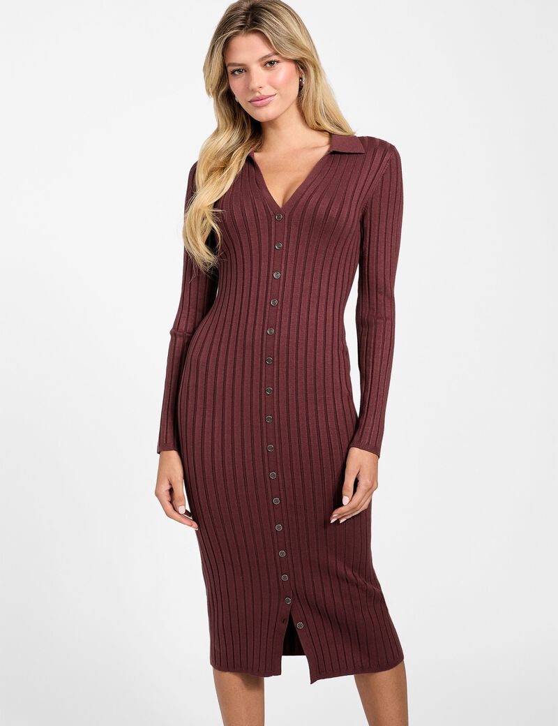Rib-knit midi sweater dress
