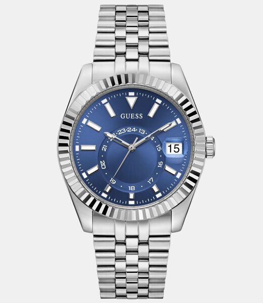 Mens Silver Tone Multi-function Date Watch