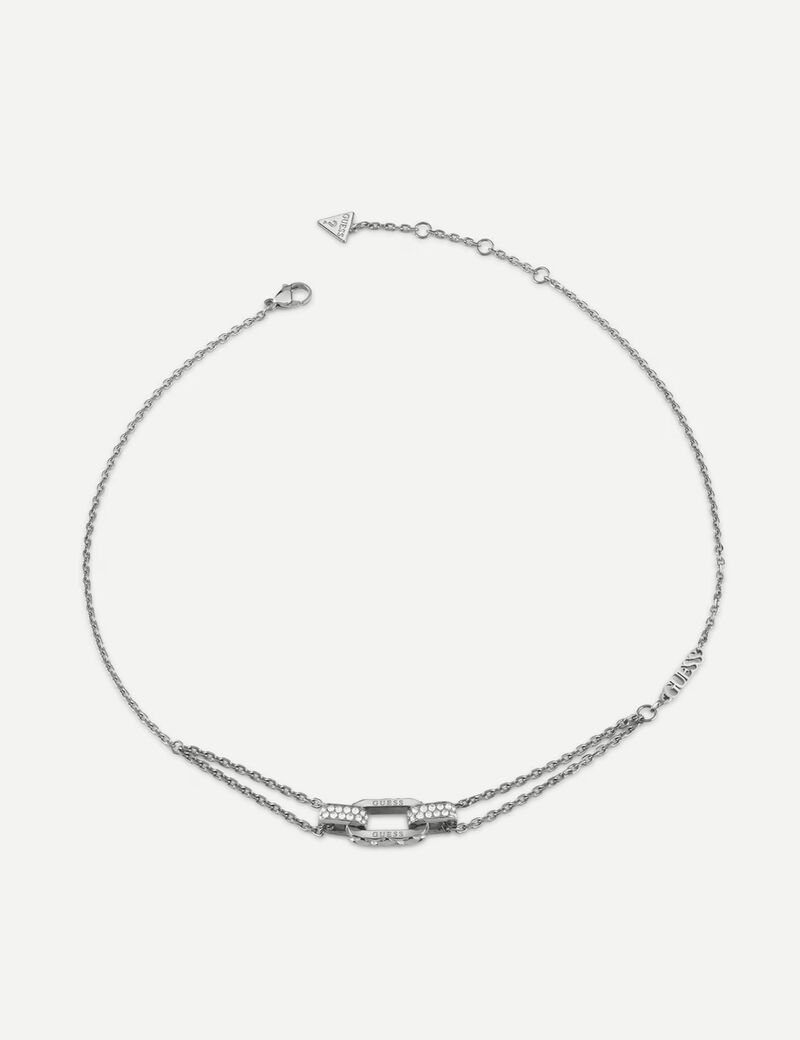 Matelasse Pave Double Chain Necklace