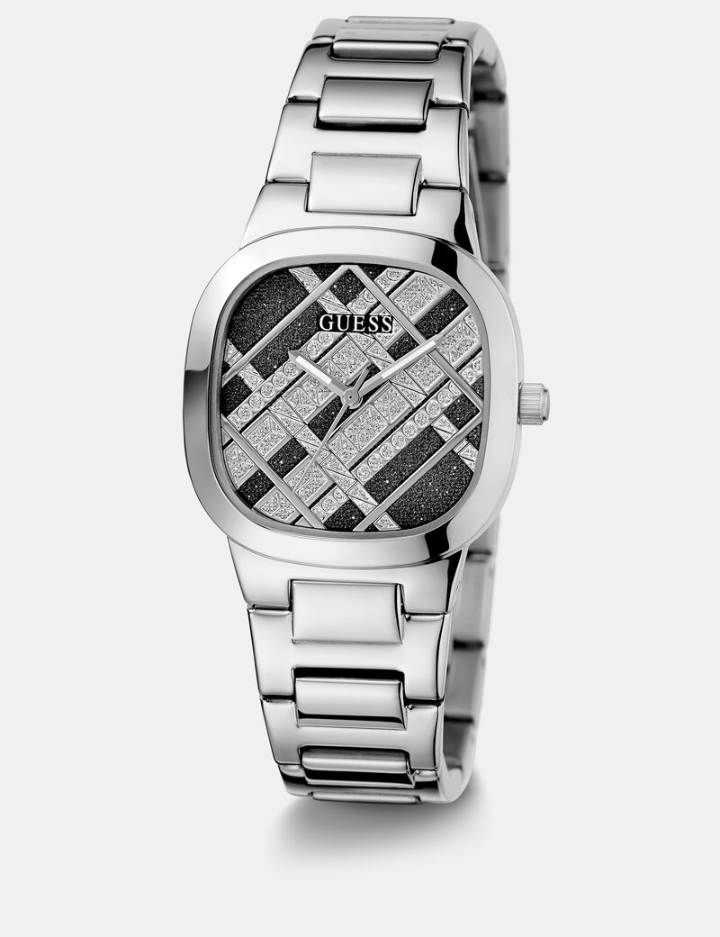 Analogue watch with woven glitter-look detail