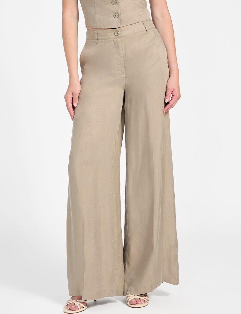 Twill wide leg pants