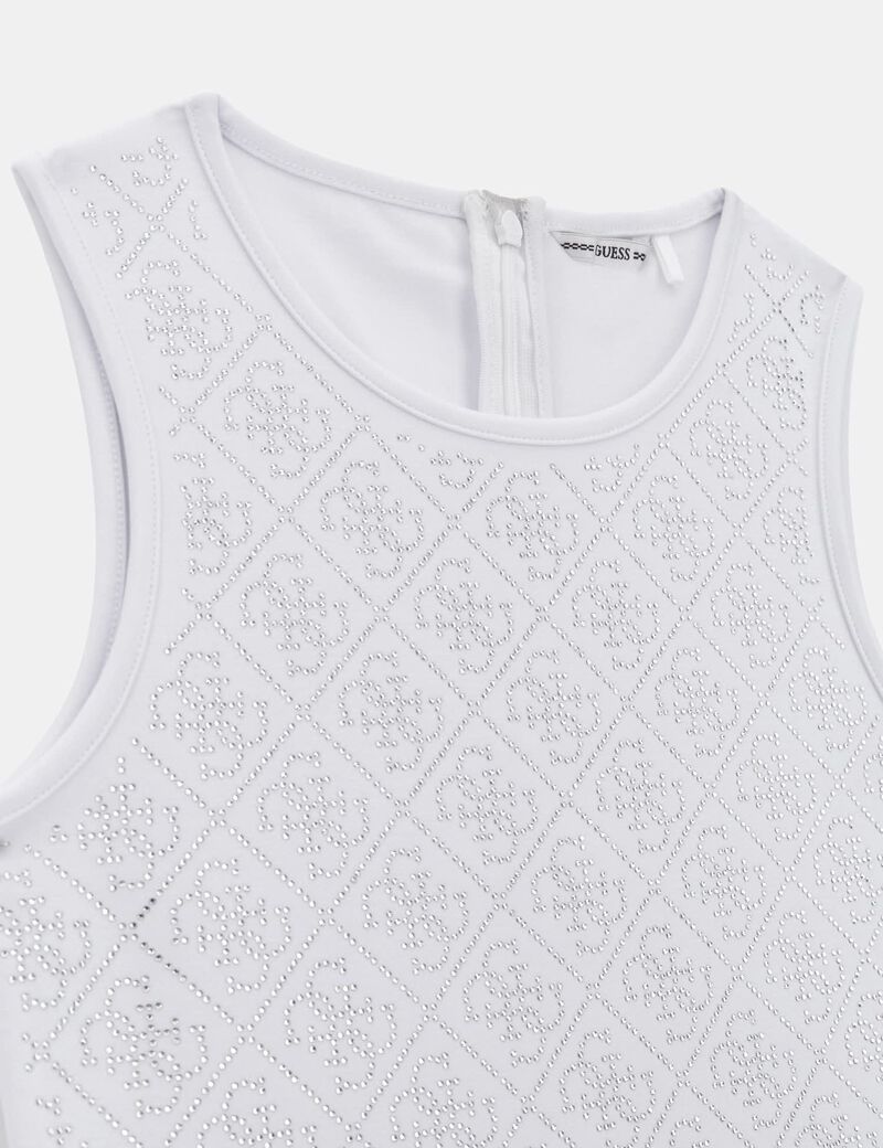 4G rhinestones logo dress