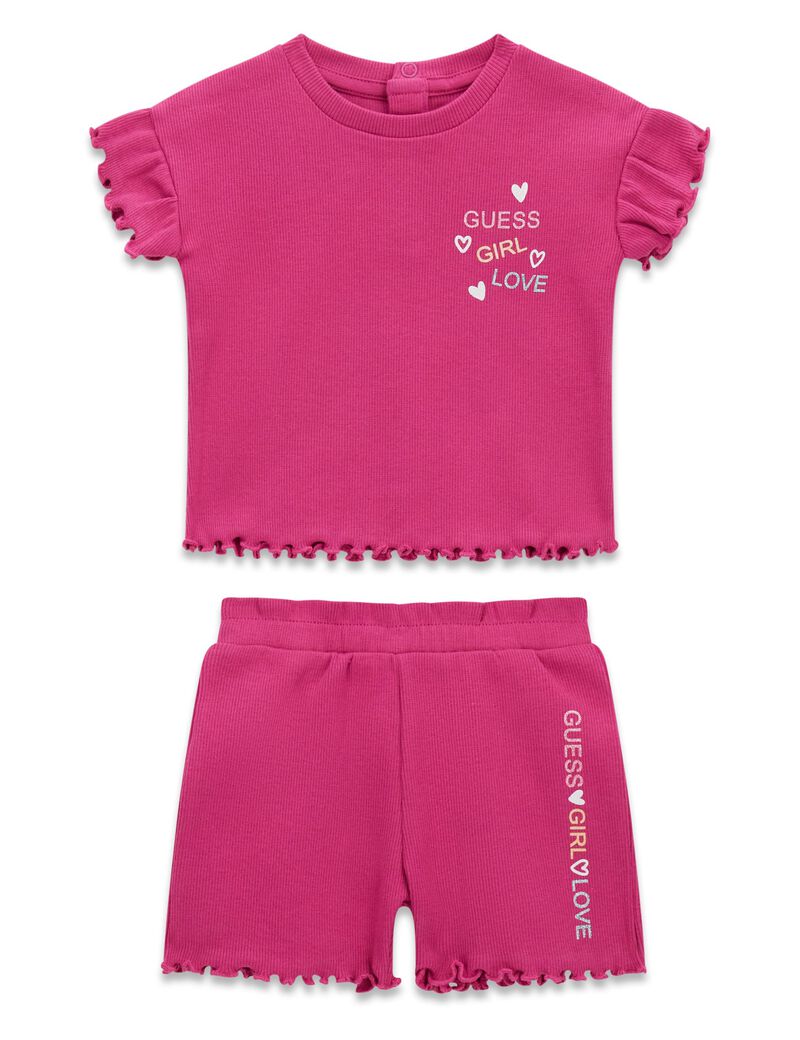 guess set rib ss t shirt   rib short