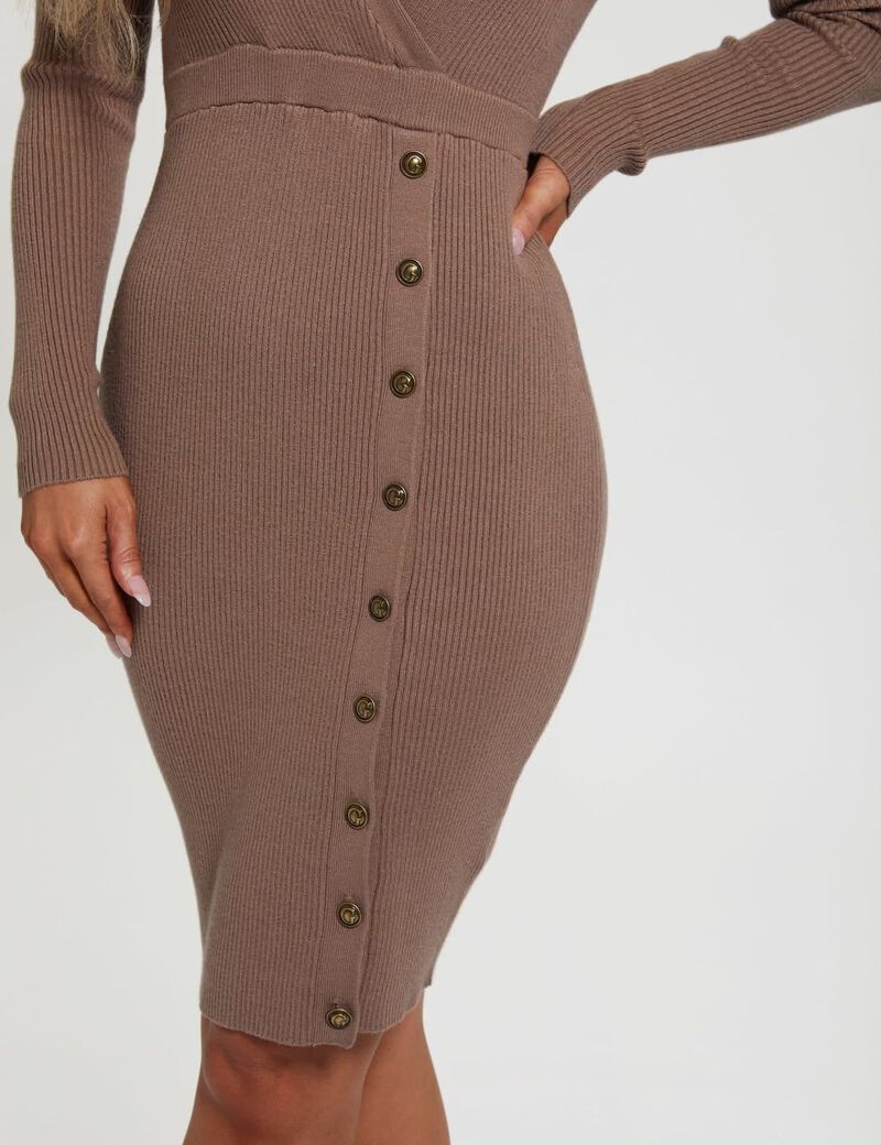 Front Buttons Sweater Dress