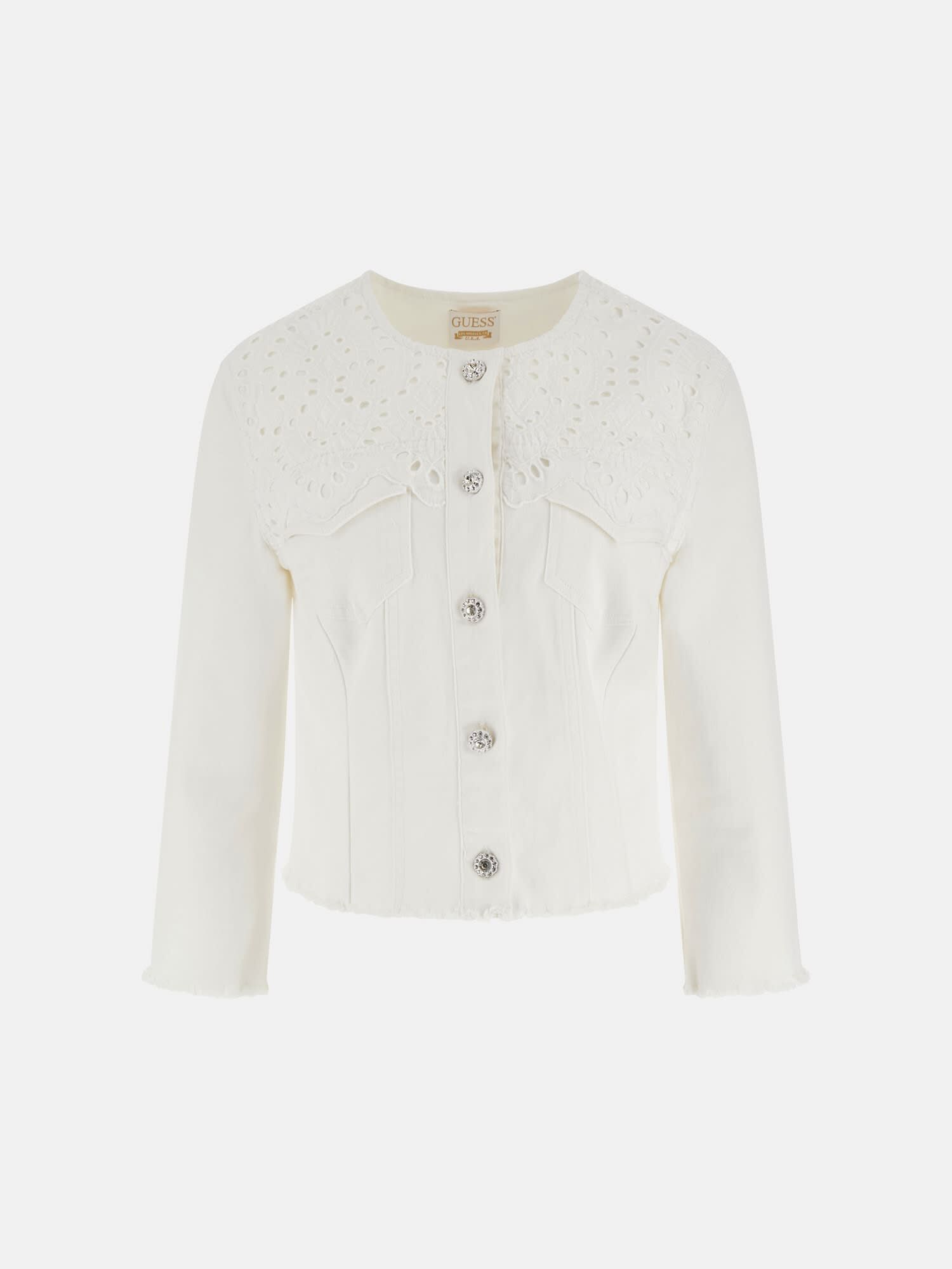 Guess embroidered denim jacket store