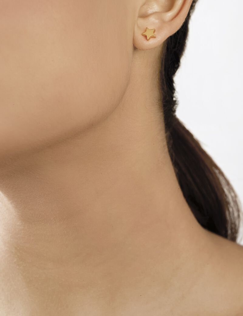 Gold Moon And Star Stud Earrings