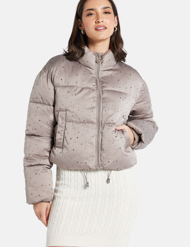 Rhinestone puffer jacket