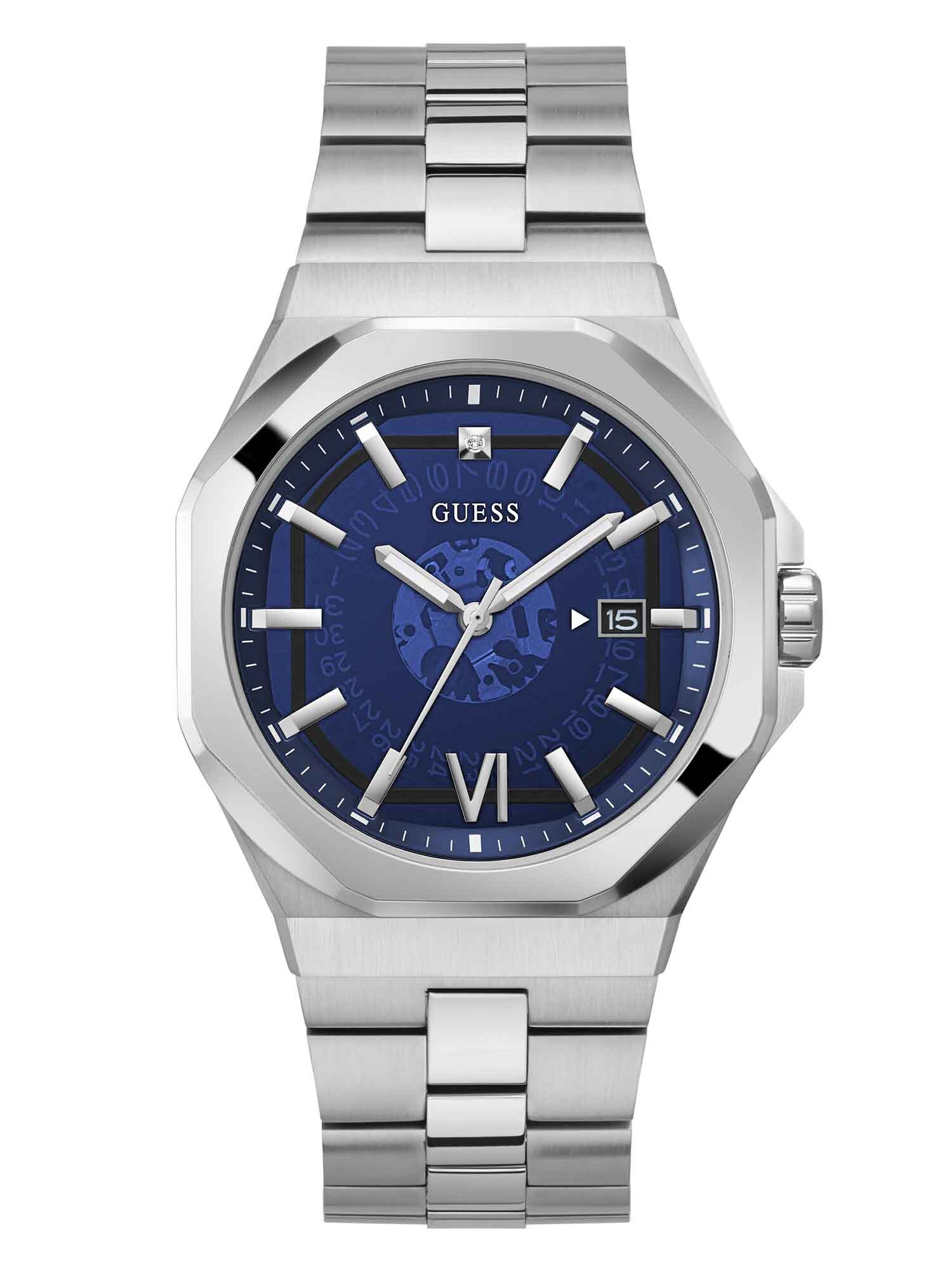 Silver tone and Blue Watch