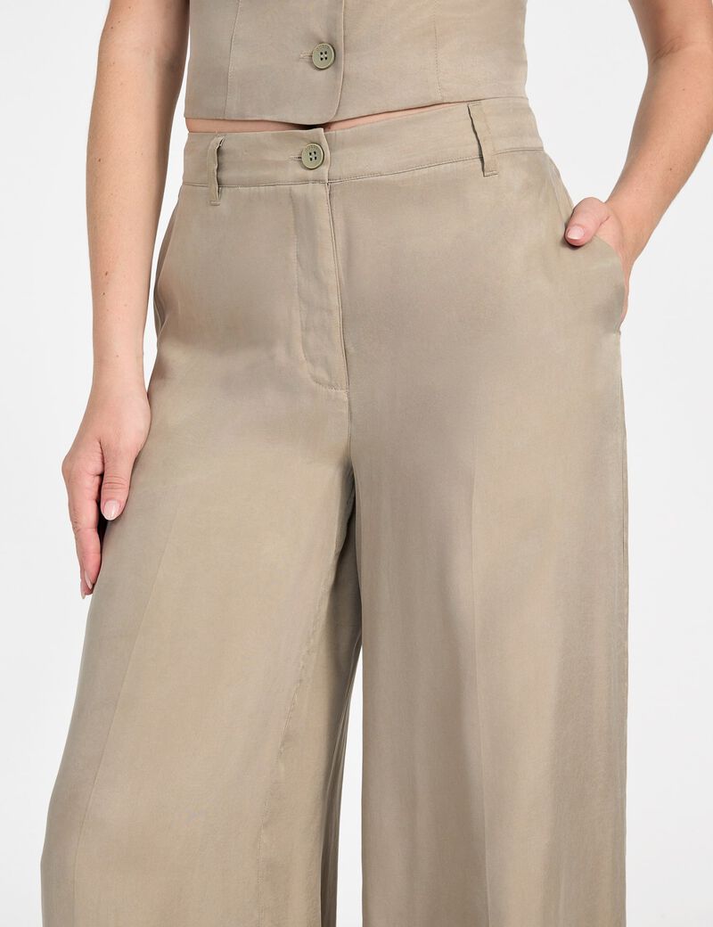 Twill wide leg pants
