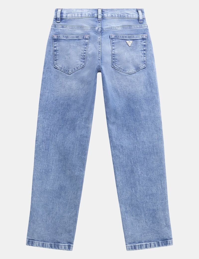 بنطال دينم مطرز بشعار الماركة على كامل التصميم