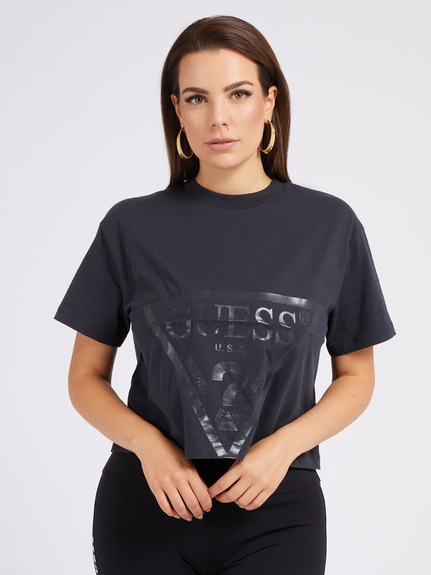 Guess black logo t shirt discount