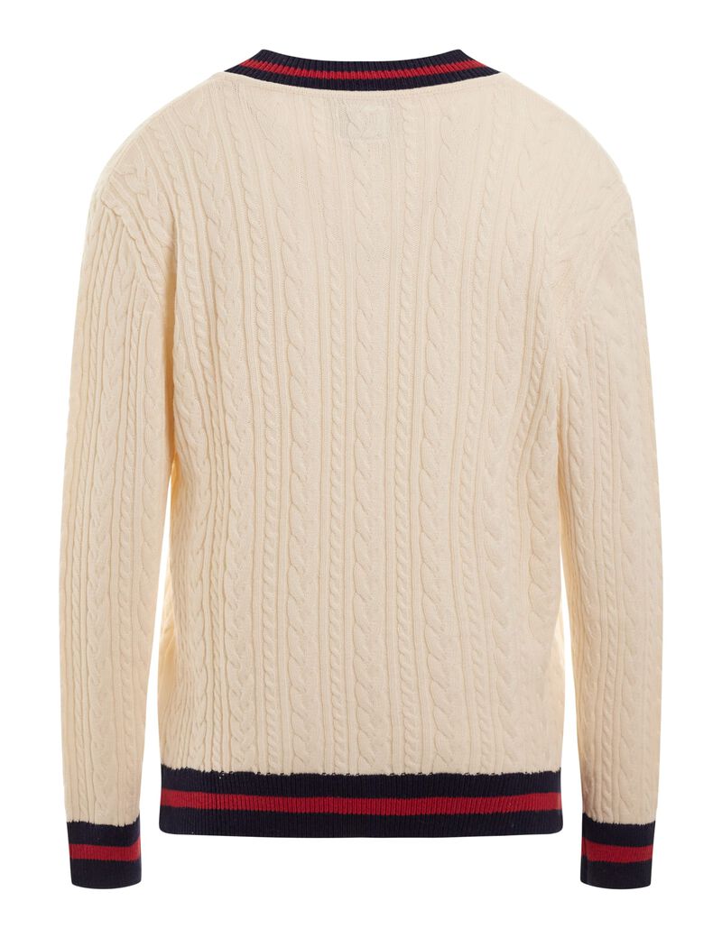 Front Patch Cable Knit Sweater