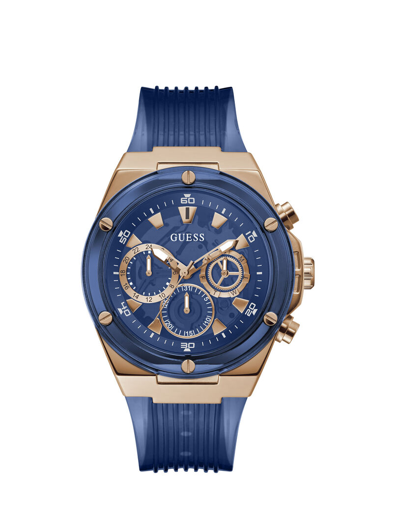 Blue And Rose Gold Multifunction Watch