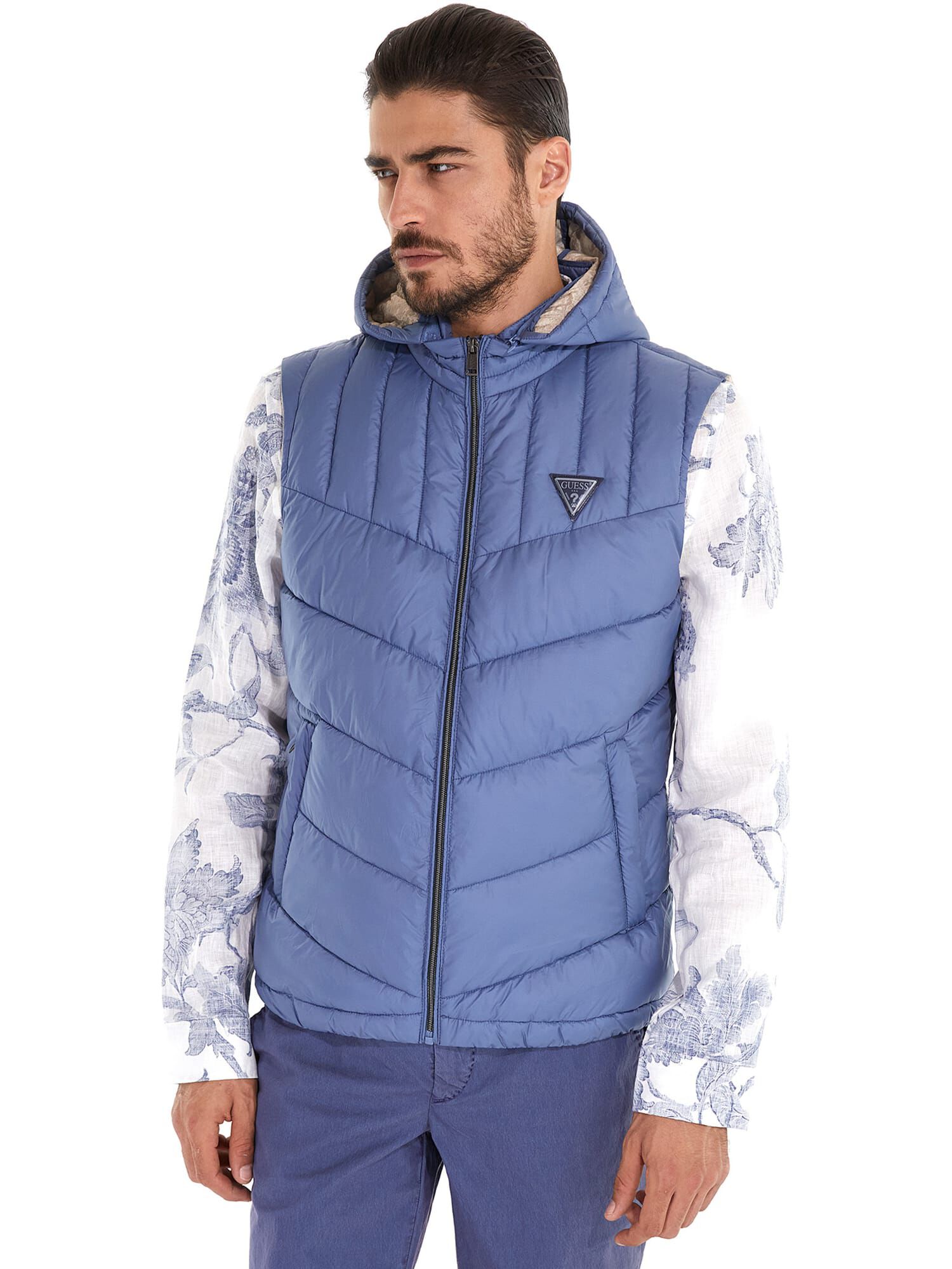 Padded vest with hood top