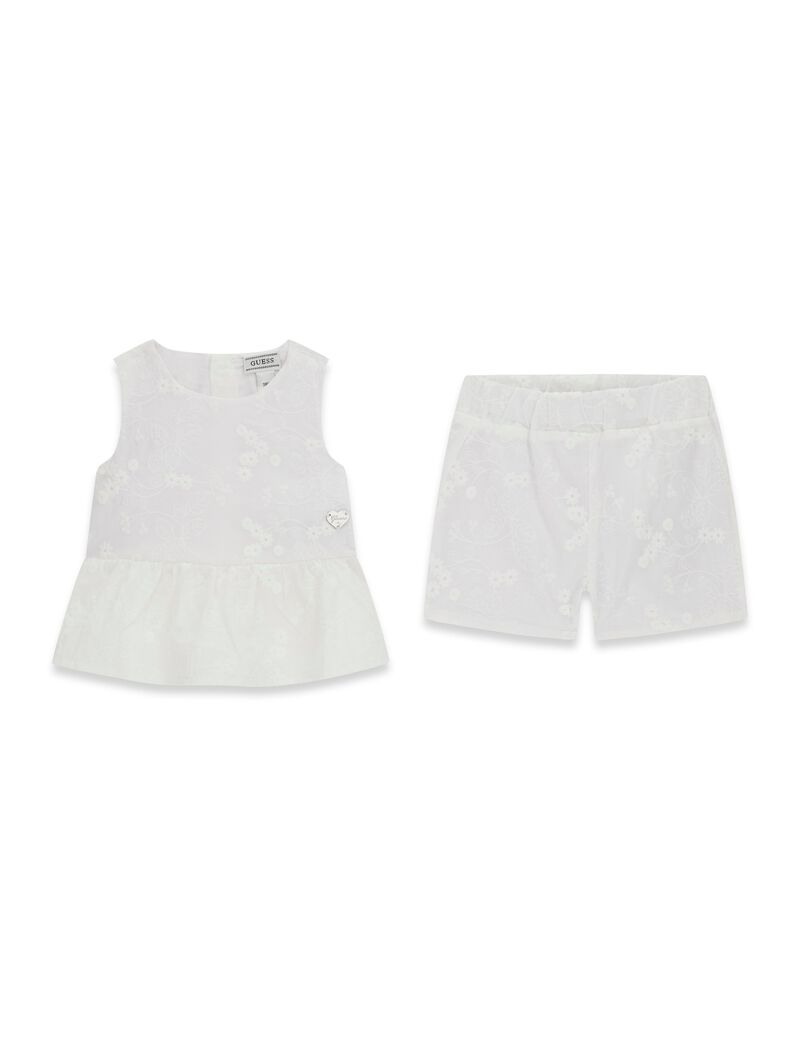 guess set muslin sl top shorts