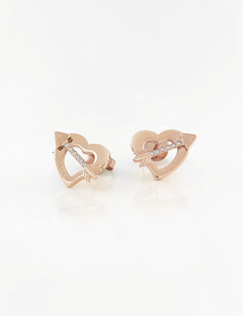 Rose Gold Heart Logo Stud Earrings