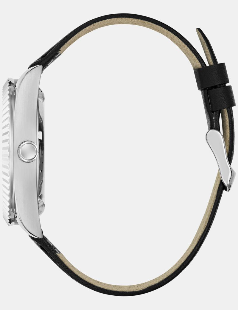 Mens Black Silver Tone Automatic Watch