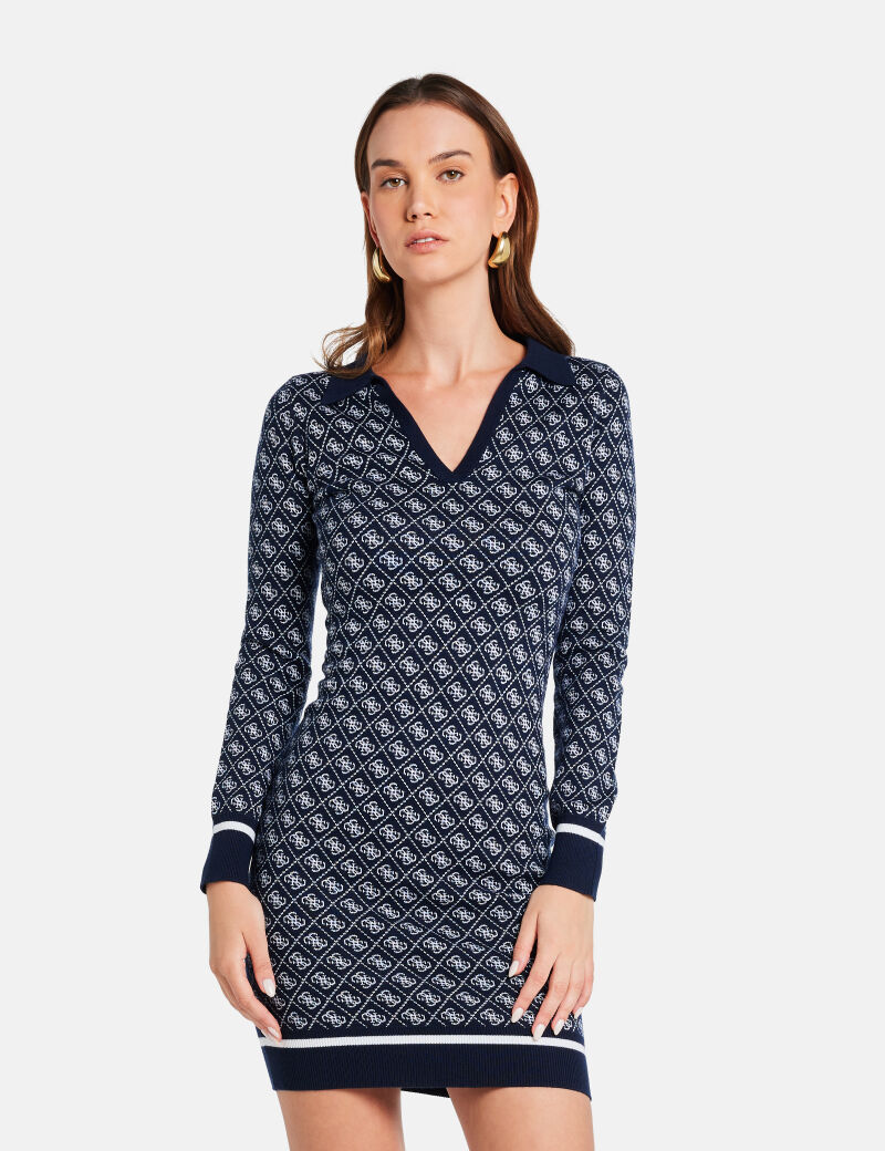 Wool-blend logo mini dress