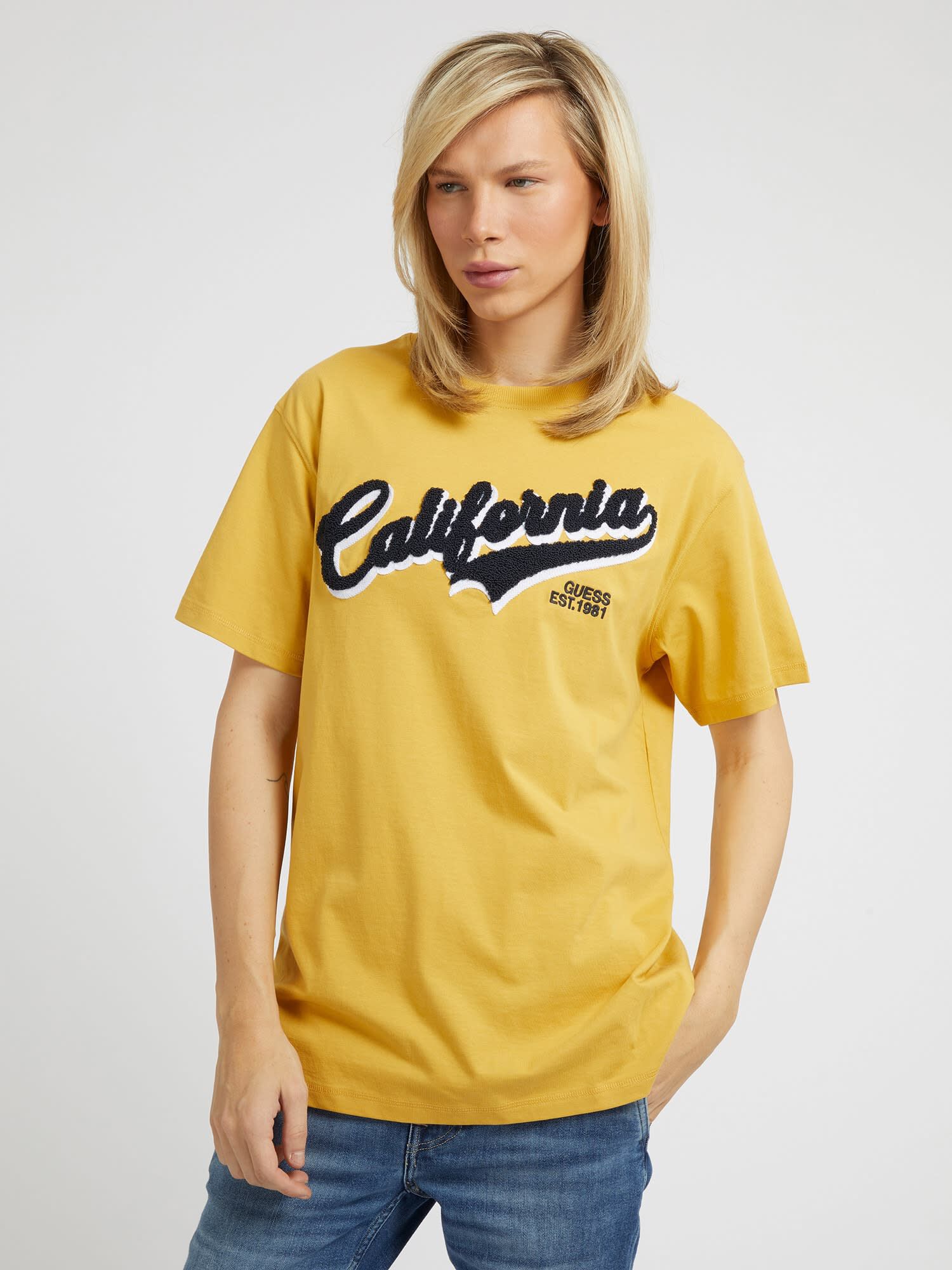 Guess yellow t shirt top