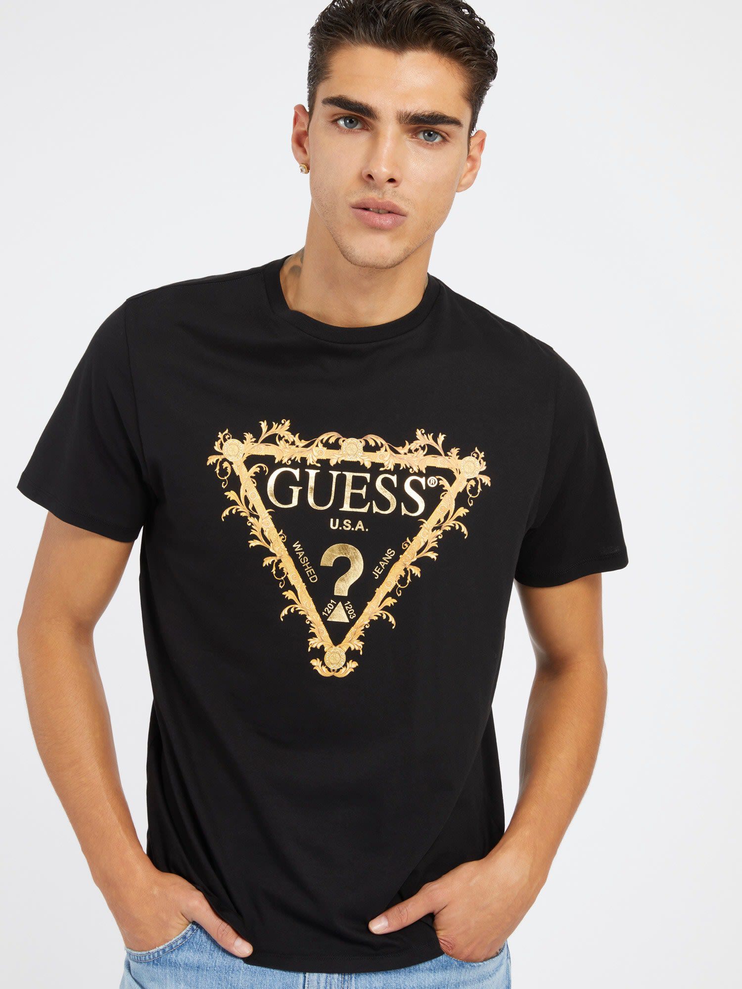 Orange and blue sales guess shirt