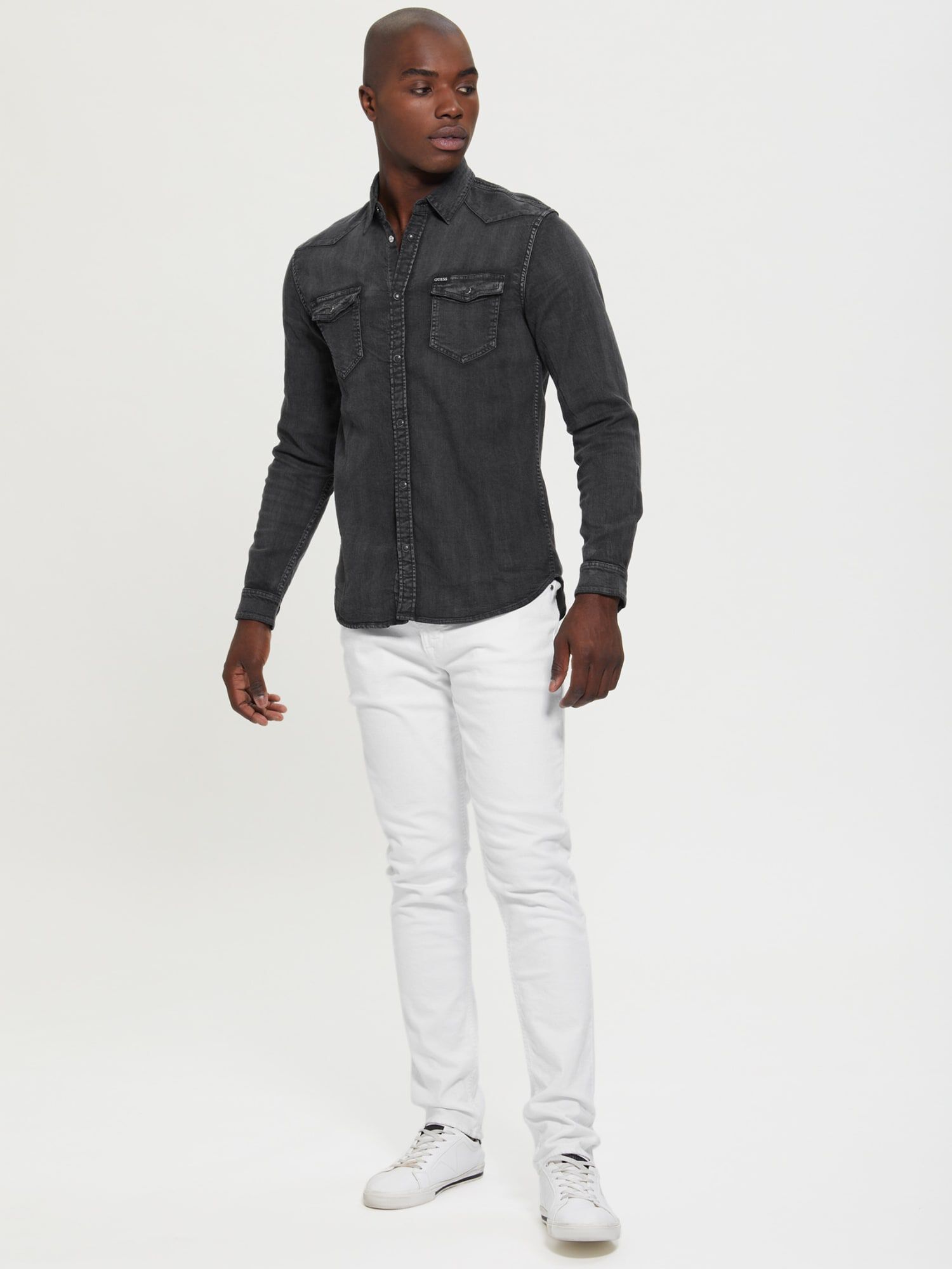 Slim fit denim shirt mens online