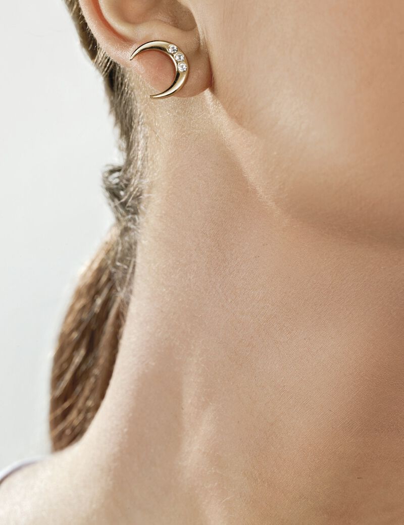 Gold Moon And Star Stud Earrings