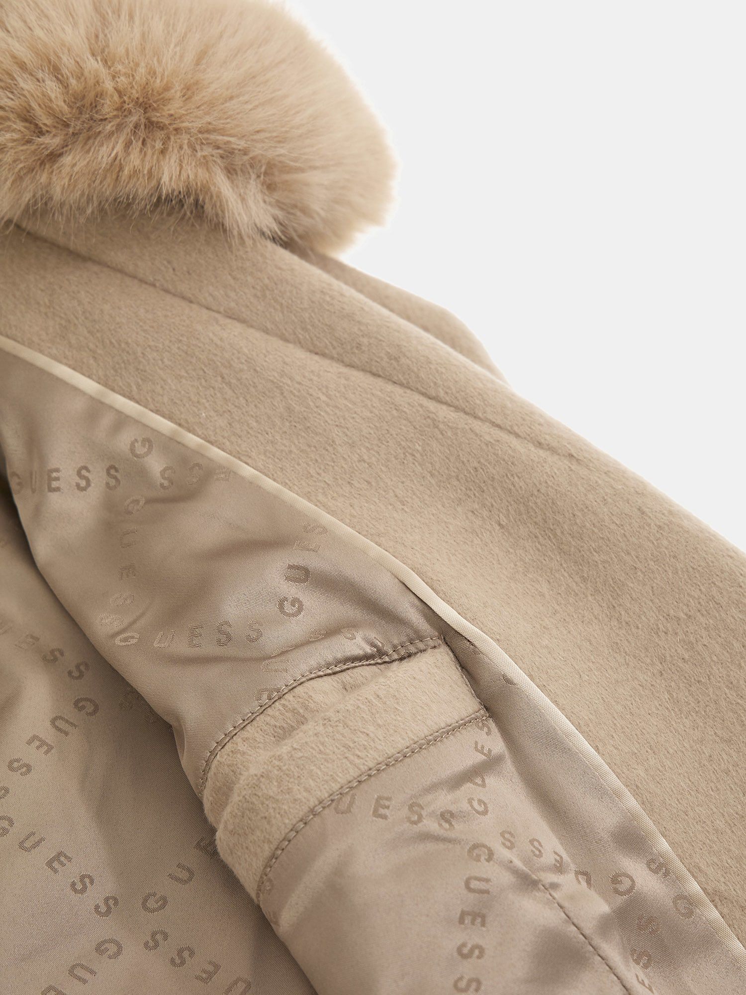Guess fur hood coat store