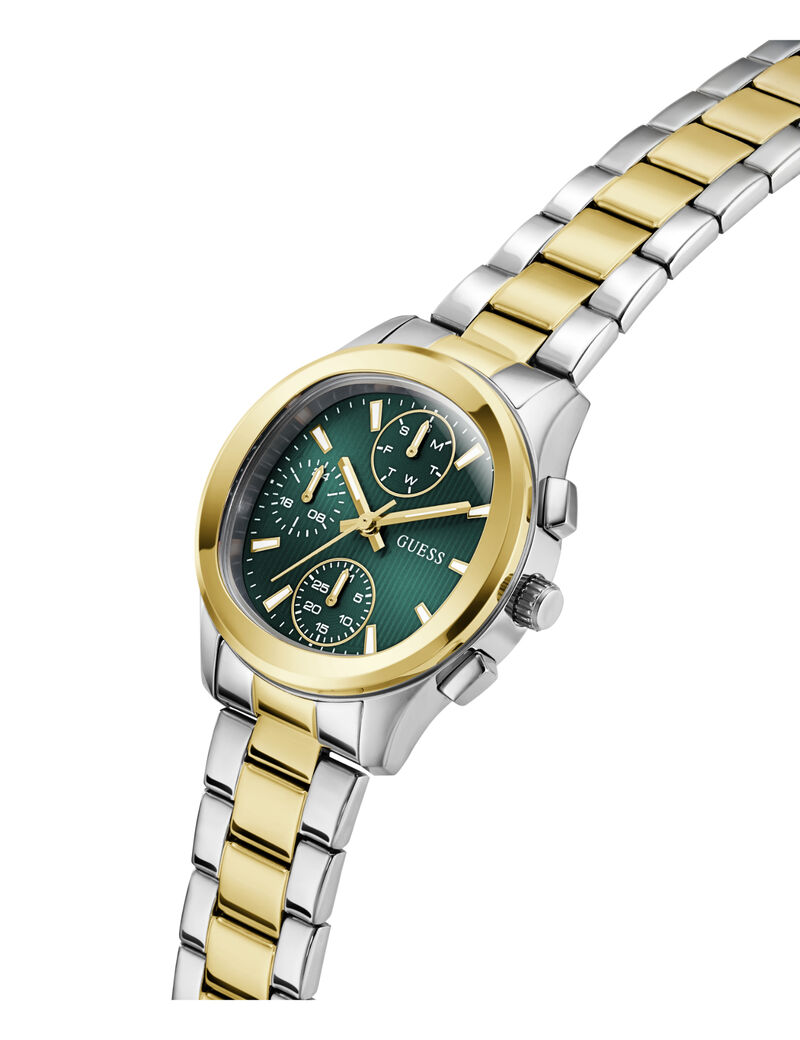 Ladies 2T Silver/Yellow Gold Tone Square Analog Watch