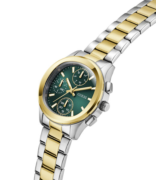 Ladies 2T Silver/Yellow Gold Tone Square Analog Watch