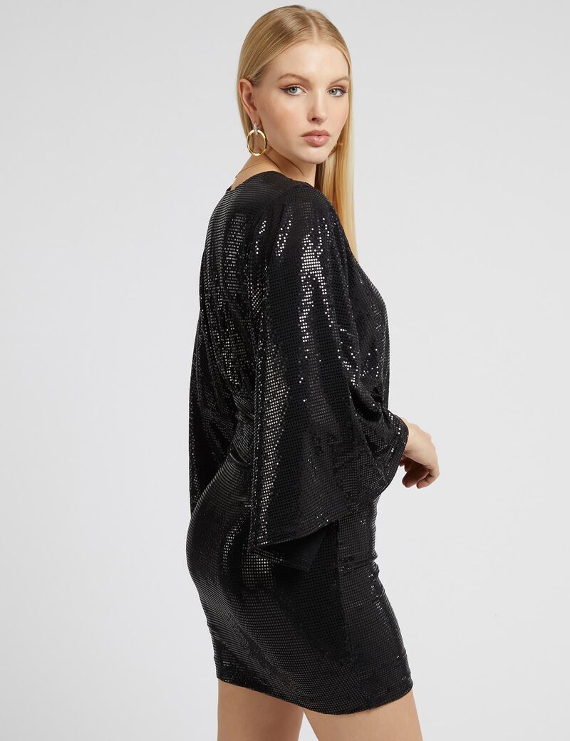 فستان منسوج لامع ذو وجهين