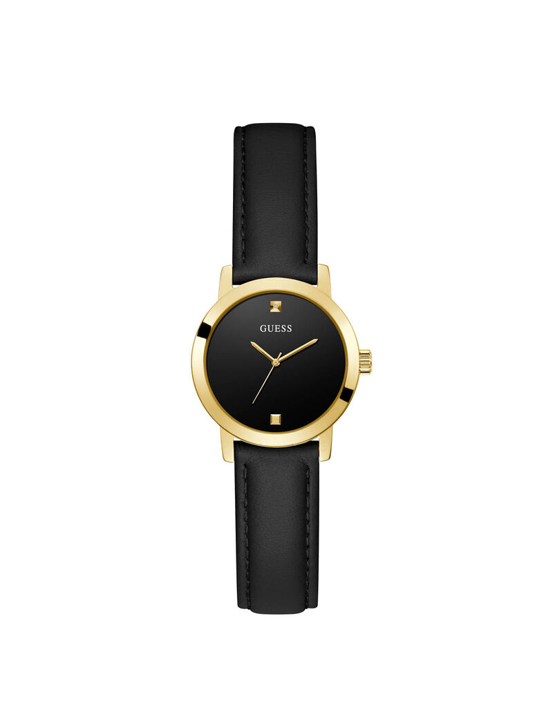 ساعة تناظرية مع حزام جلدي