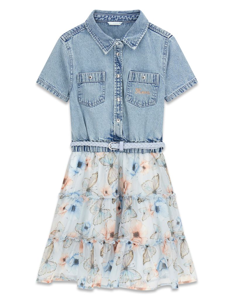 Mixed fabric dress