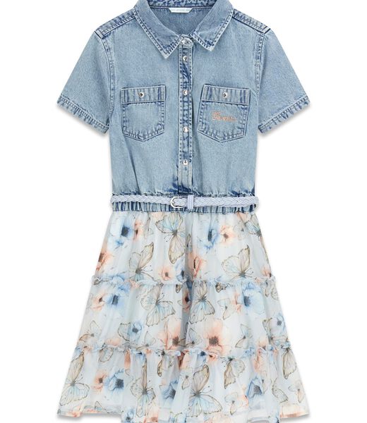 Mixed fabric dress