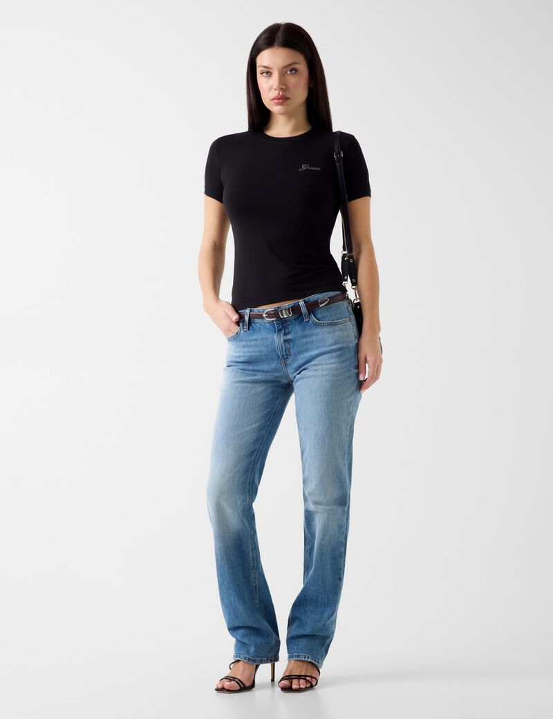 guess rhinestones logo t shirt