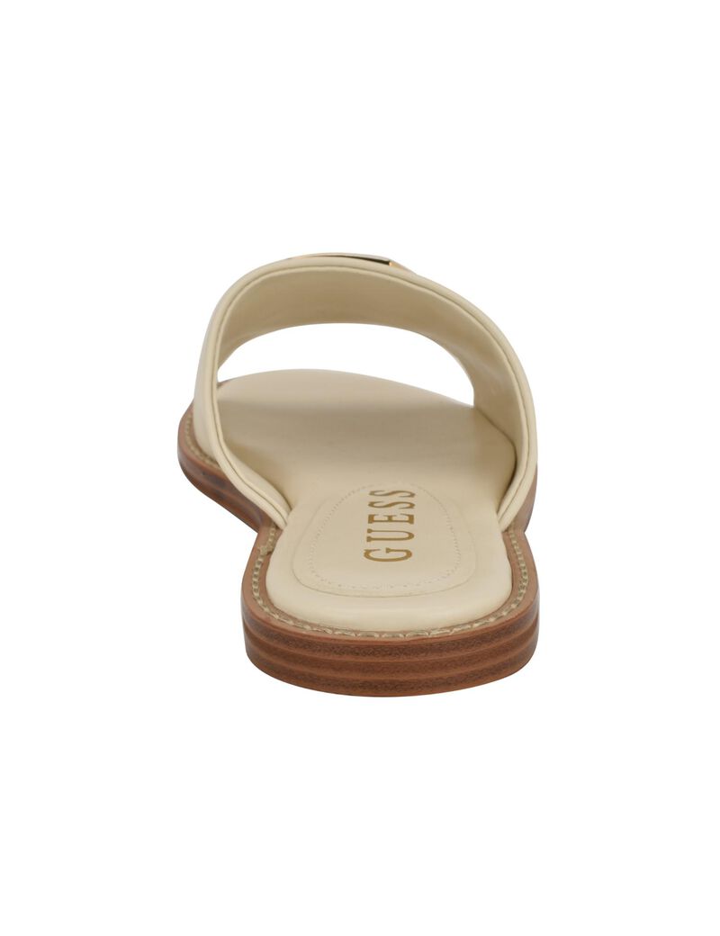 Quattro G Embellished Straw Flat Sandal