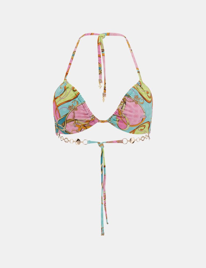 Printed triangle bikini top