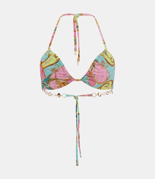 Printed triangle bikini top