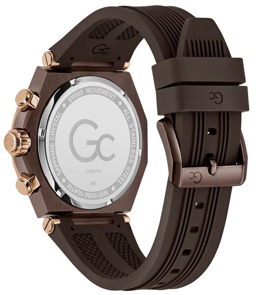Gc Sportchic Men S 5030 D Mvmt Beige Dail 10 Amt Brown Silicone Strap