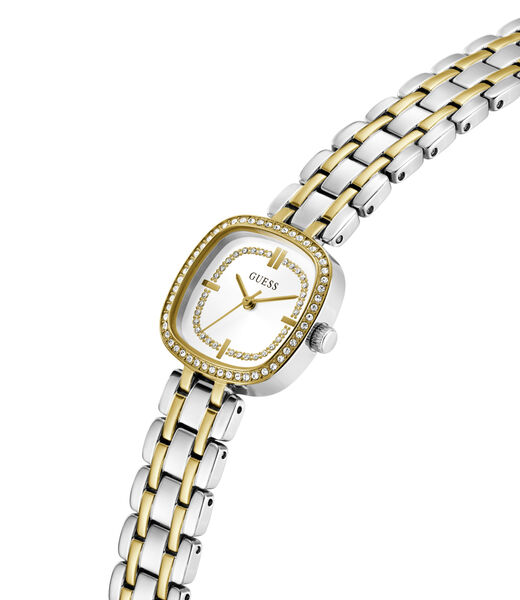 Ladies 2T Silver/Yellow Gold Tone Square Analog Watch