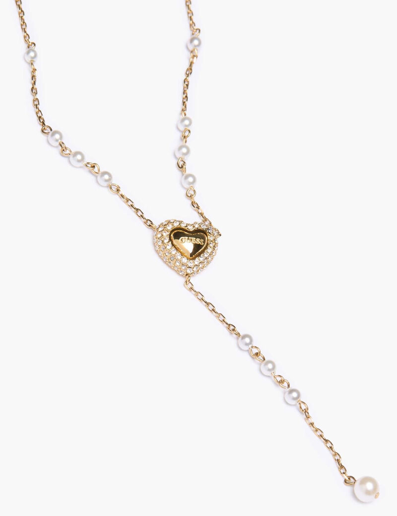 16-18" pave heart y necklace